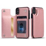 Wholesale iPhone XS Max Flip Book Leather Style Credit Card Case (Rose Gold)